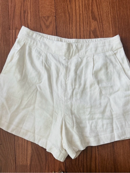 Abercrombie & Fitch Pants - Abercrombie & Fitch White High-Waist Linen- Pull-On Shorts Slip Pockets Medium
